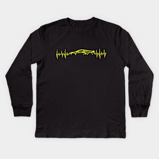 C8 Corvette Heartbeat Accelerate Yellow Supercar EKG Sports Car Heart Rate Kids Long Sleeve T-Shirt